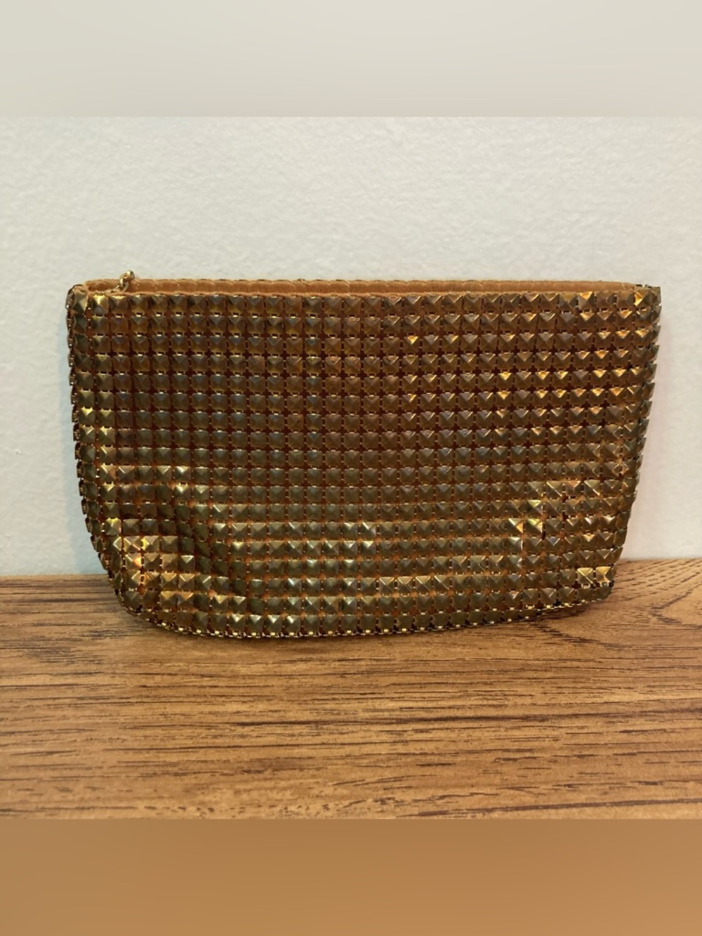 Vintage Orangish Metal “Mesh” Zip Pouch
